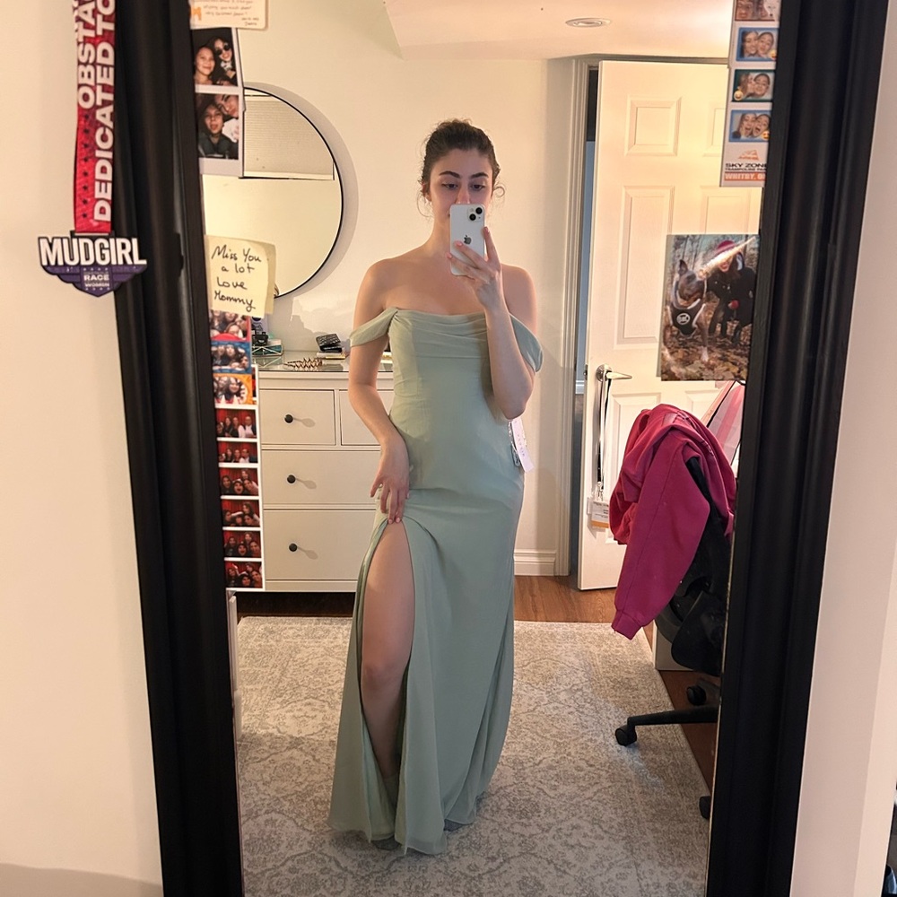 Azazie Strapless Sage Green Bridesmaid Dress - Picture 3 of 3